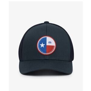 Travis Mathew Golf Hat Navy Snap Back Mesh Trucker River Walk 2.0 Texas Flag NWT